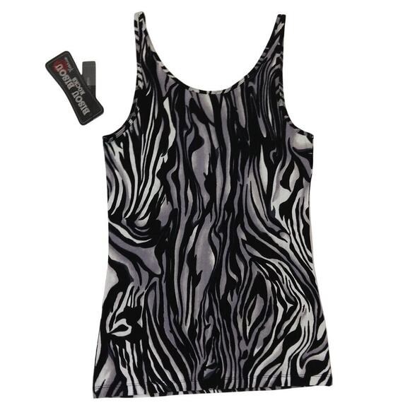 Vintage Y2K Bisou Bisou Animal Print Going Out Top Size L NWT Black White Ruffle - Picture 5 of 5